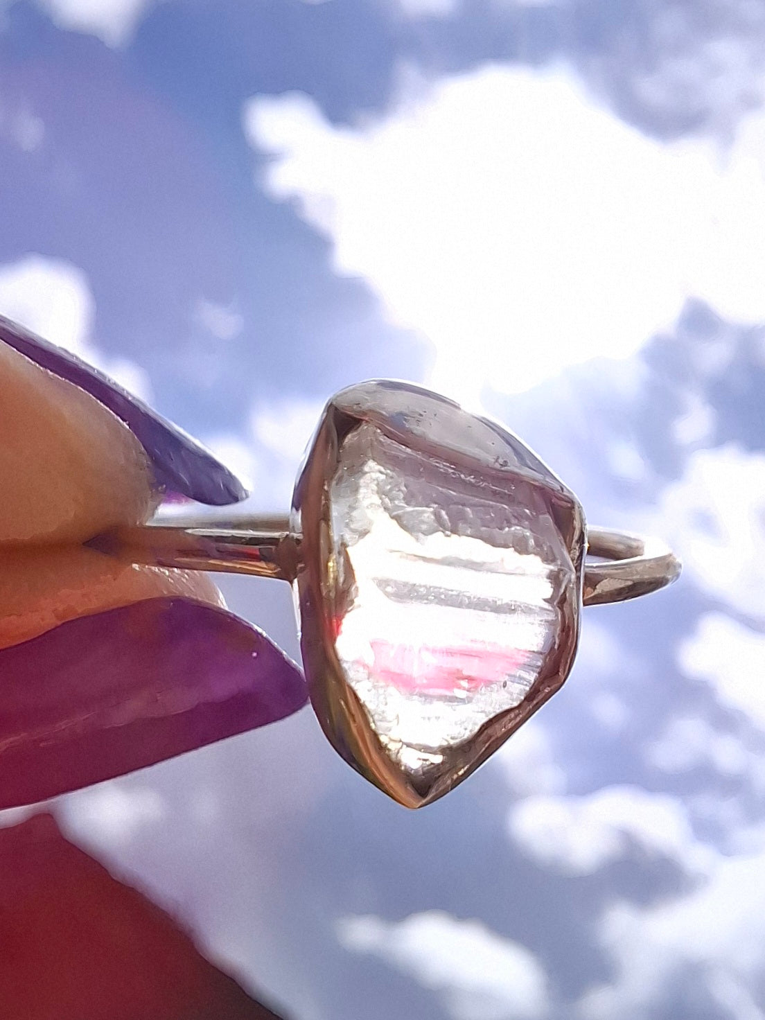 Libyan Desert Glass Ring, size large T/small U, 925 Silver, Tektite (Ref: LR51)