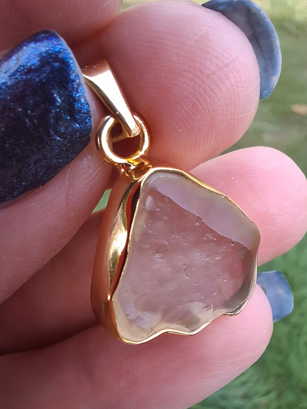 Libyan Desert Glass Pendant, 14K GOLD Plated, Tektite (Ref: LP125)