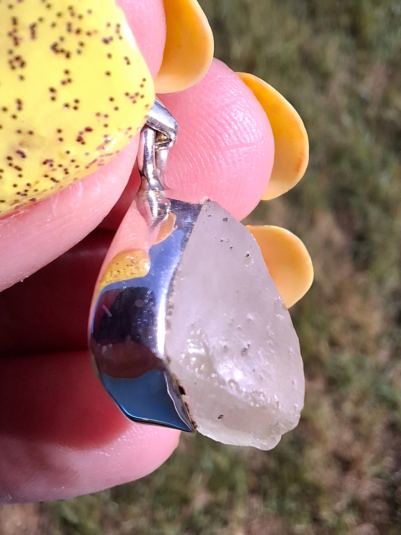 Libyan Desert Glass Pendant, 925 Silver, Tektite (Ref: LP104)