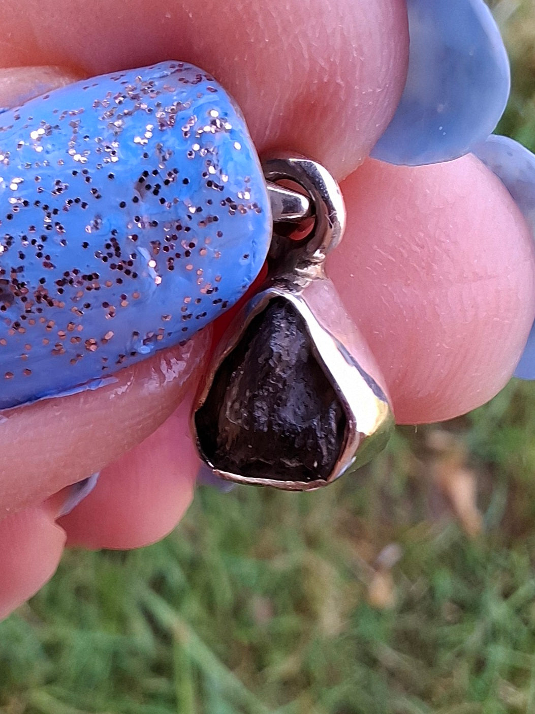 Moldavite Pendant, 925 Silver, Tektite (Ref: P57)