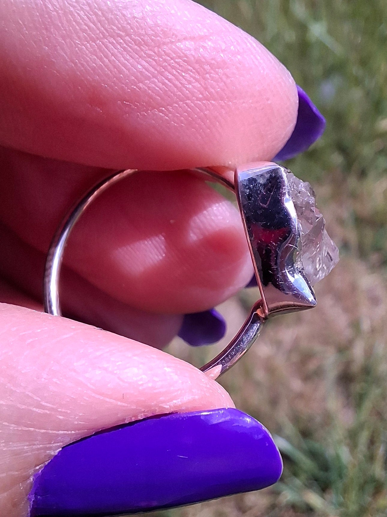 Libyan Desert Glass Ring, size large O, 925 Silver, Tektite (Ref: LR24)