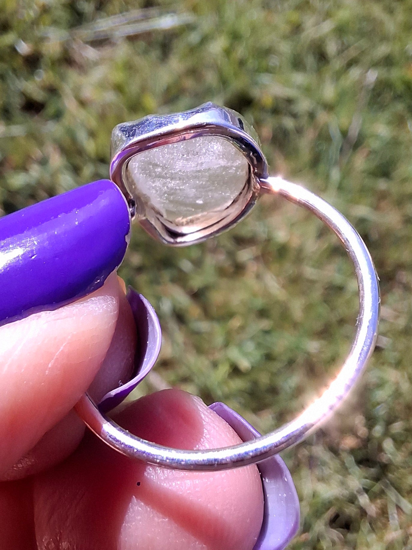 Libyan Desert Glass Ring, size large U, 925 Silver, Tektite (Ref: LR53)