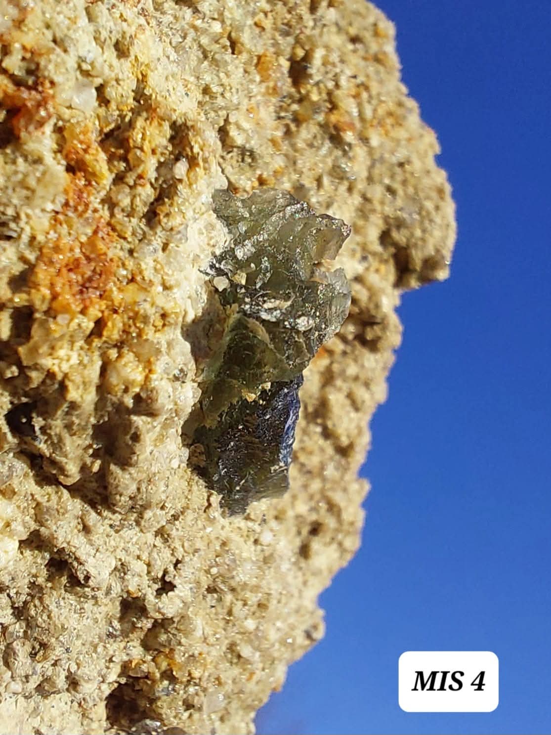 Moldavite In-Situ (in matrix), Besednice, Est- 2g, Tektite (Ref: MIS4)