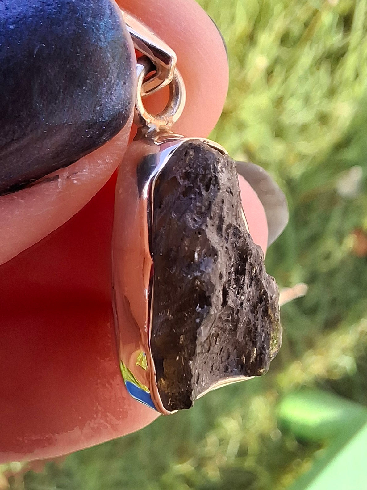 Moldavite Pendant, 925 Silver, Tektite (Ref: P15)