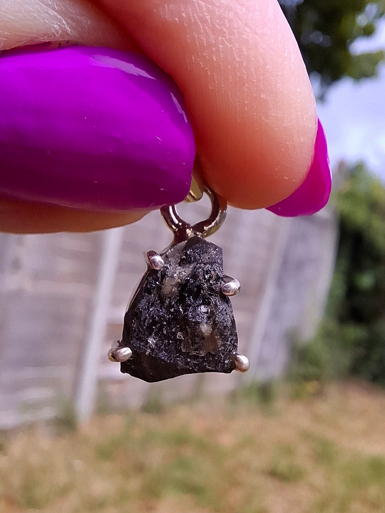 Moldavite Claw Pendant, 925 Silver, Tektite (Ref: P18)
