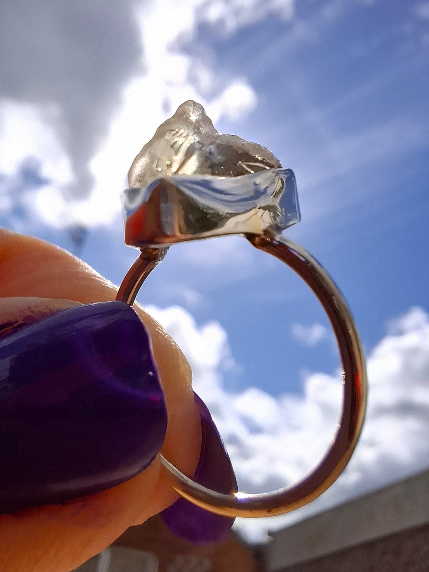 Libyan Desert Glass Ring, size large K, 925 Silver, Tektite (Ref: LR13)