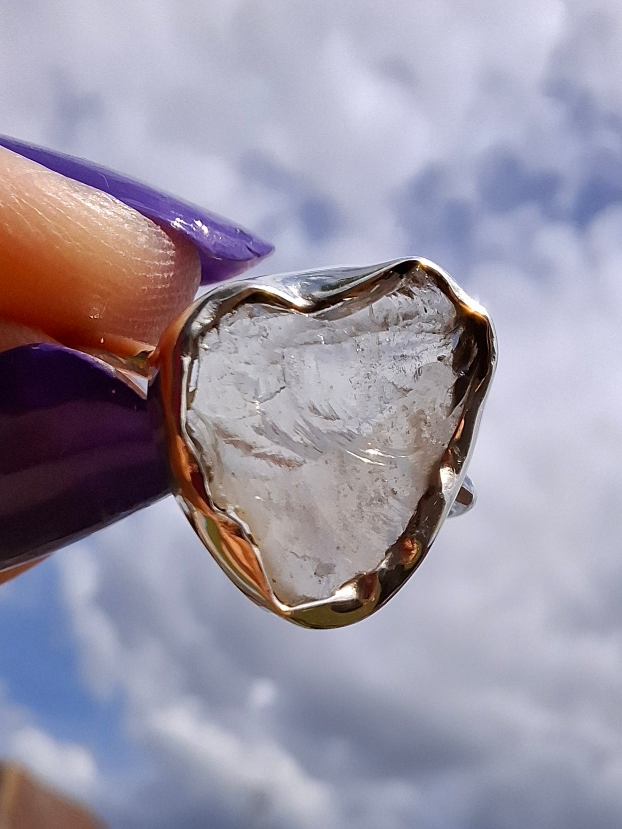 Libyan Desert Glass Ring, size large P, 925 Silver, Tektite (Ref: LR32)