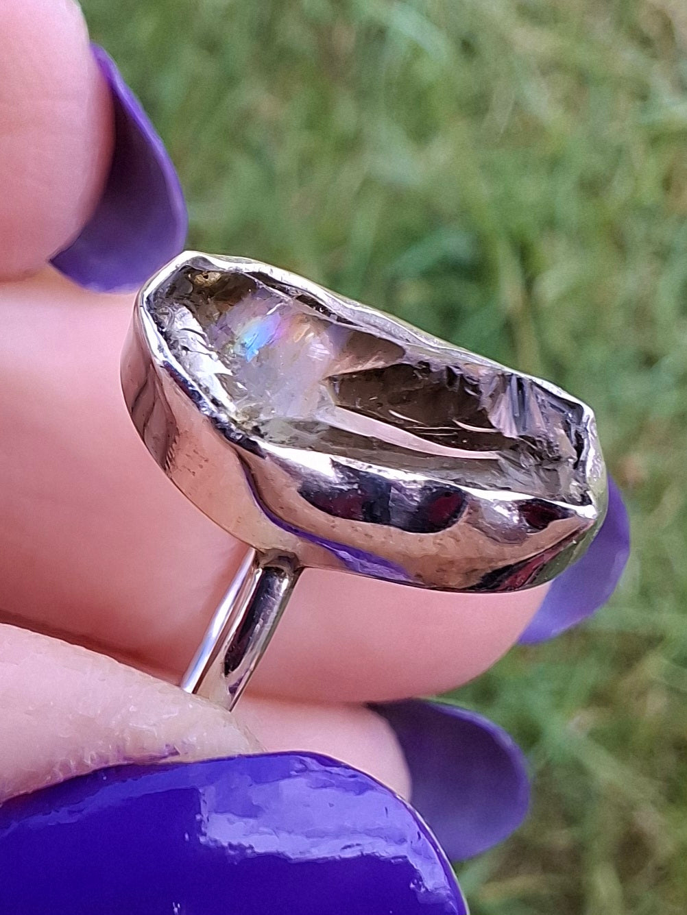 Libyan Desert Glass Ring, size K, 925 Silver, Tektite 🌈 (Ref: LR12)