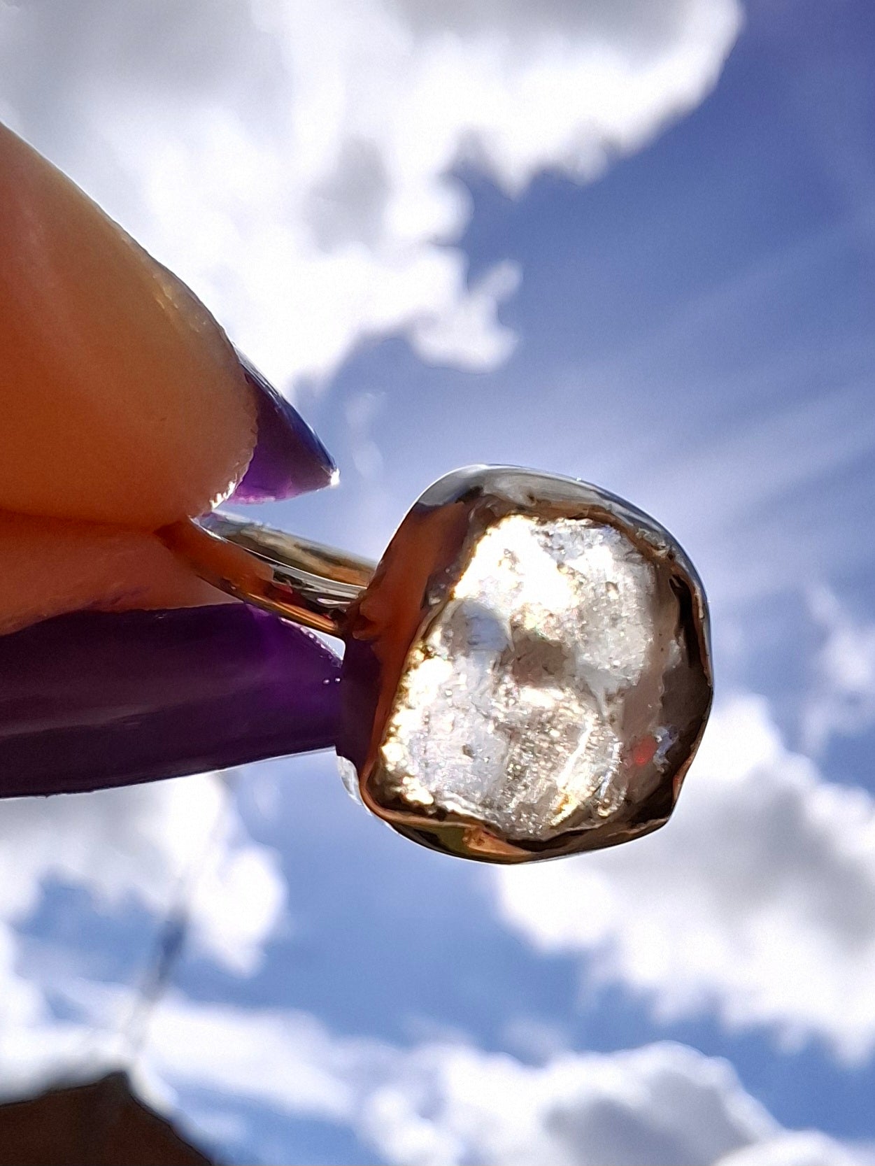 Libyan Desert Glass Ring, size large G/small H, 925 Silver, Tektite (Ref: LR5)
