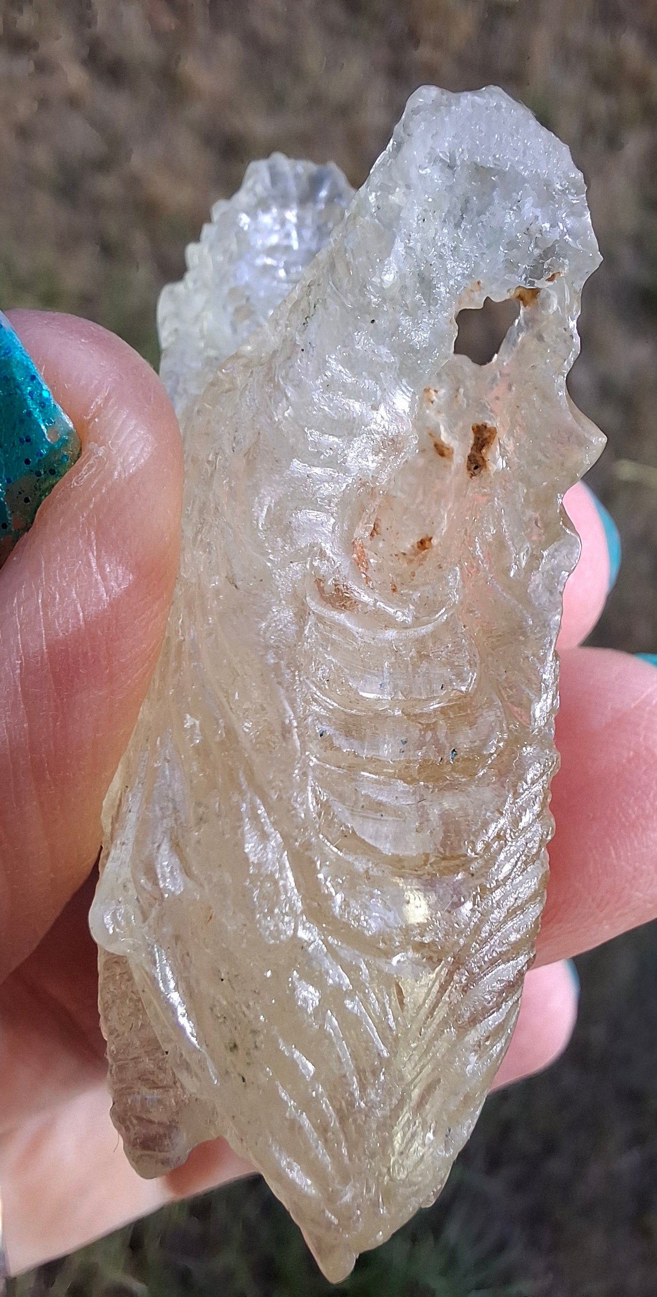 Libyan Desert Glass DRAGON HEAD carving, 22.42g, Tektite (Ref: Dragon 2)