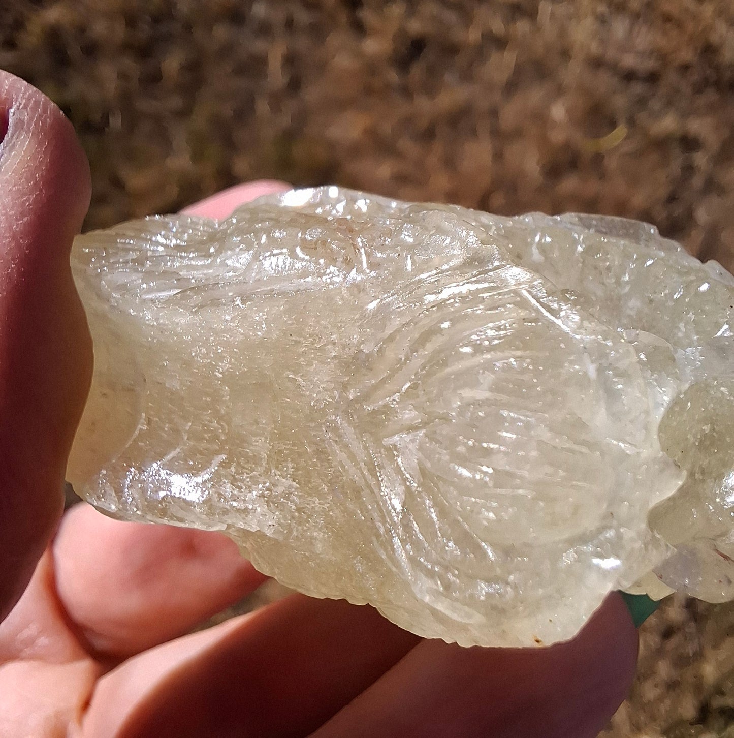 Libyan Desert Glass DRAGON HEAD Carving, 75.84g, Tektite (Ref: Dragon1)