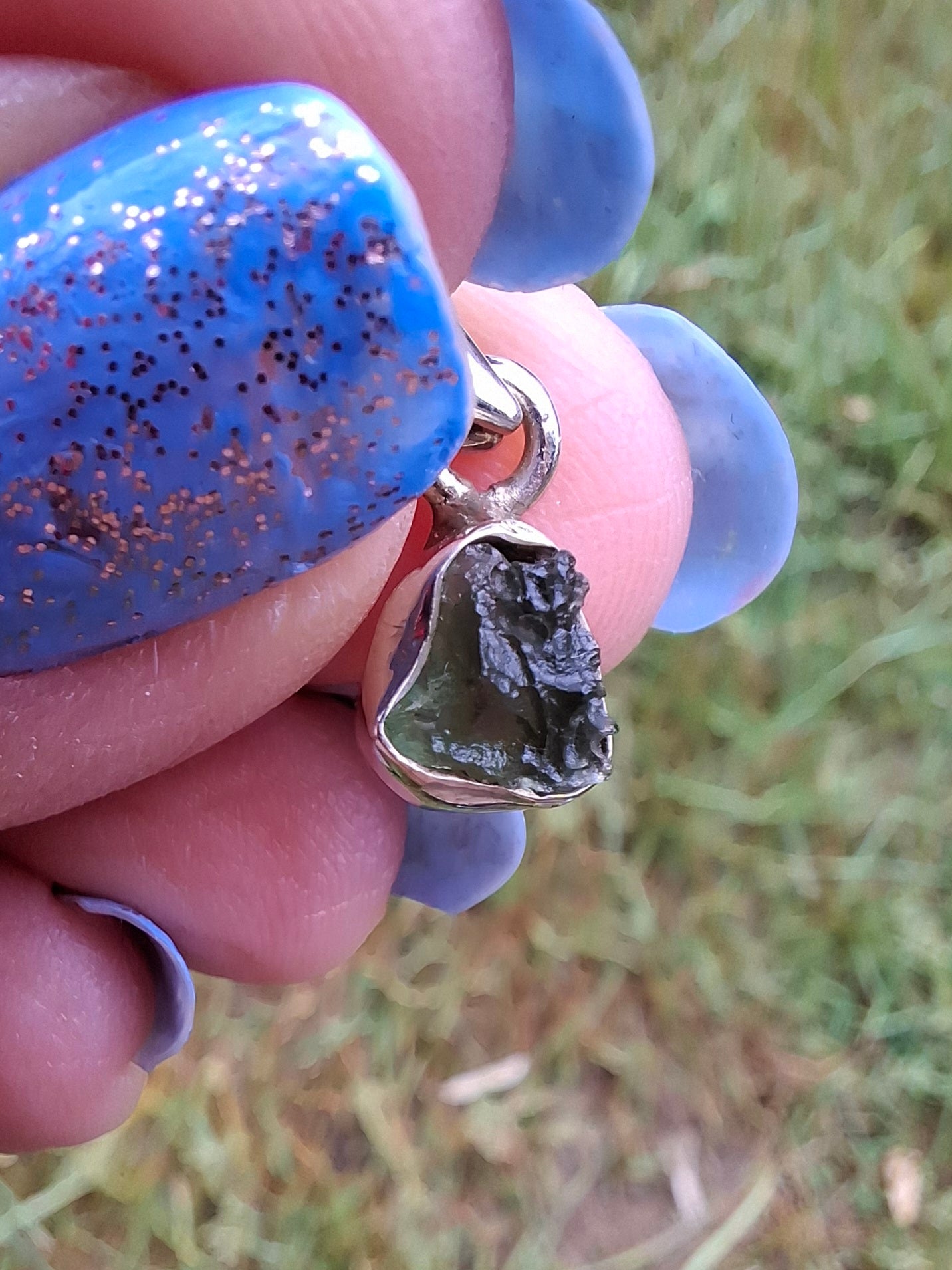 Moldavite Pendant, 925 Silver, Tektite (Ref: P66)