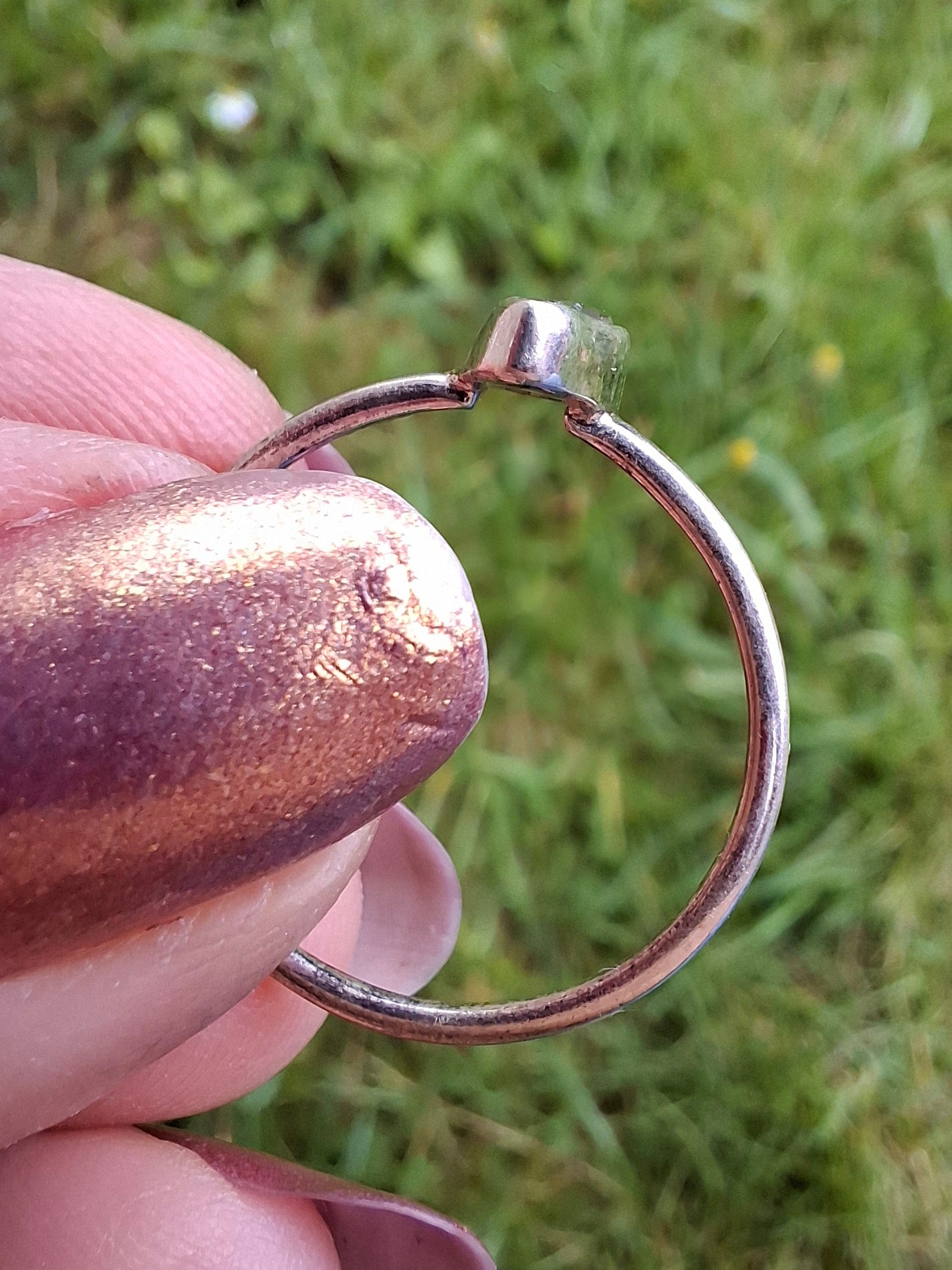 Moldavite Ring, size small S, 925 Silver, Tektite (Ref: R66)