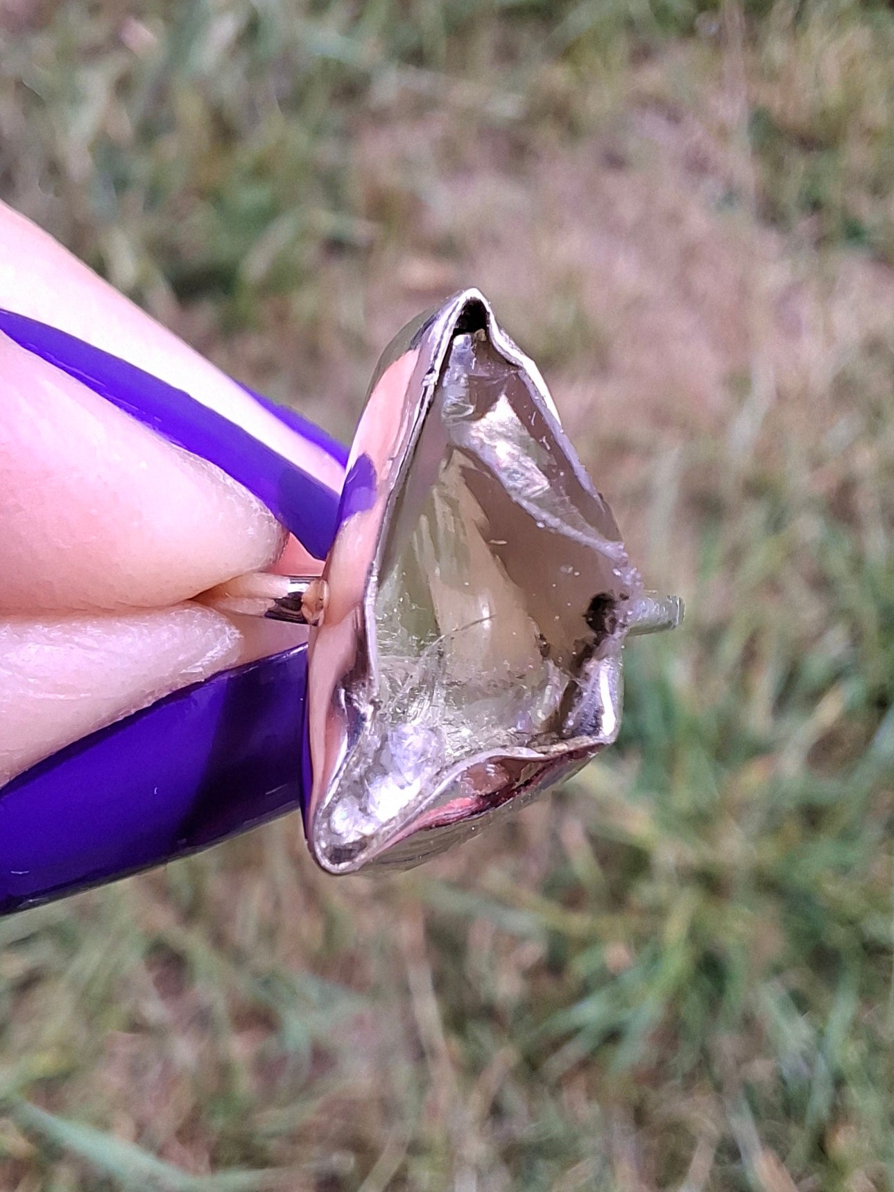 Libyan Desert Glass Ring, size large G, 925 Silver, Tektite (Ref: LR4)