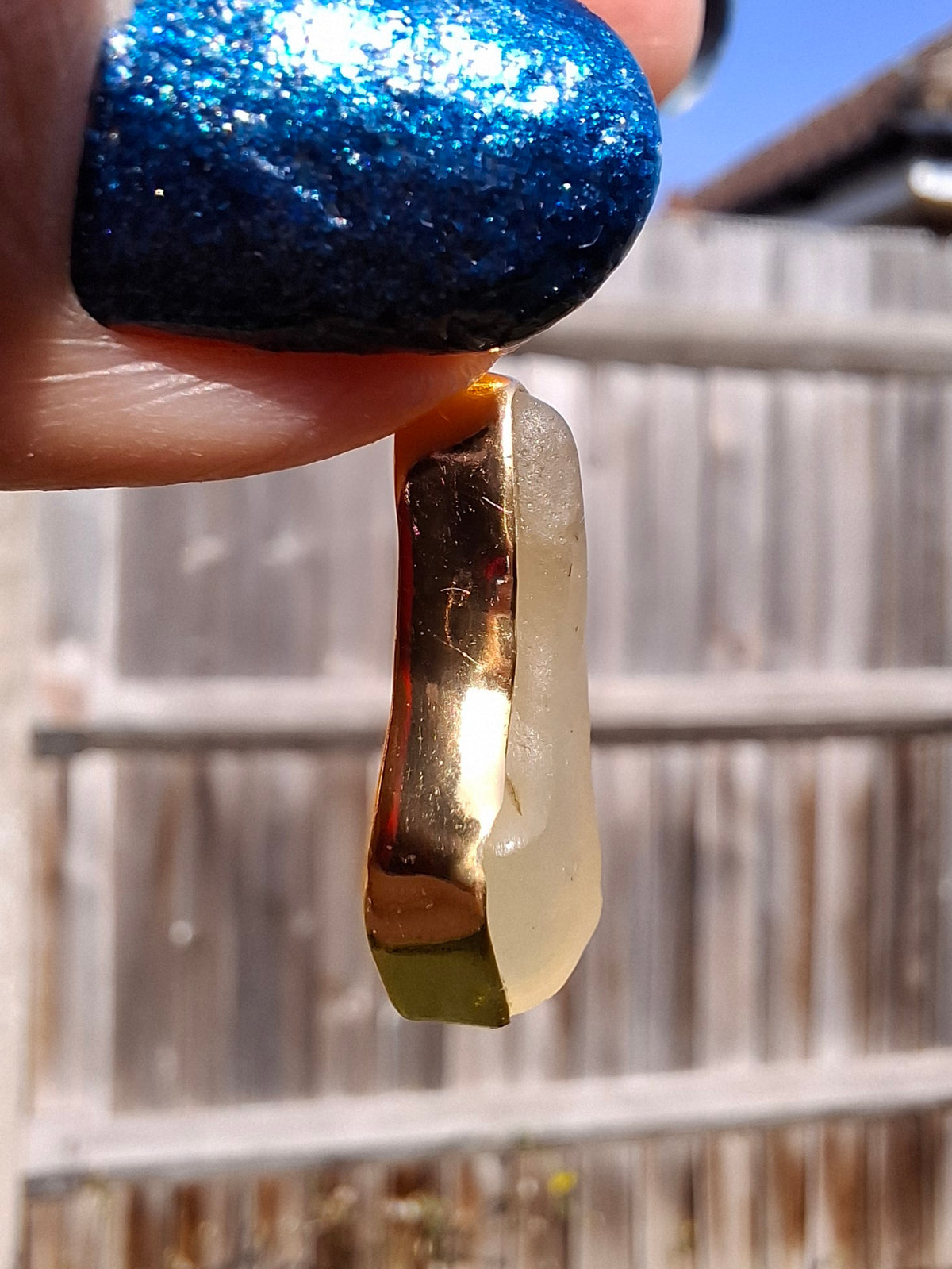 Libyan Desert Glass Pendant, 14K GOLD Plated, Tektite (Ref: LP120)
