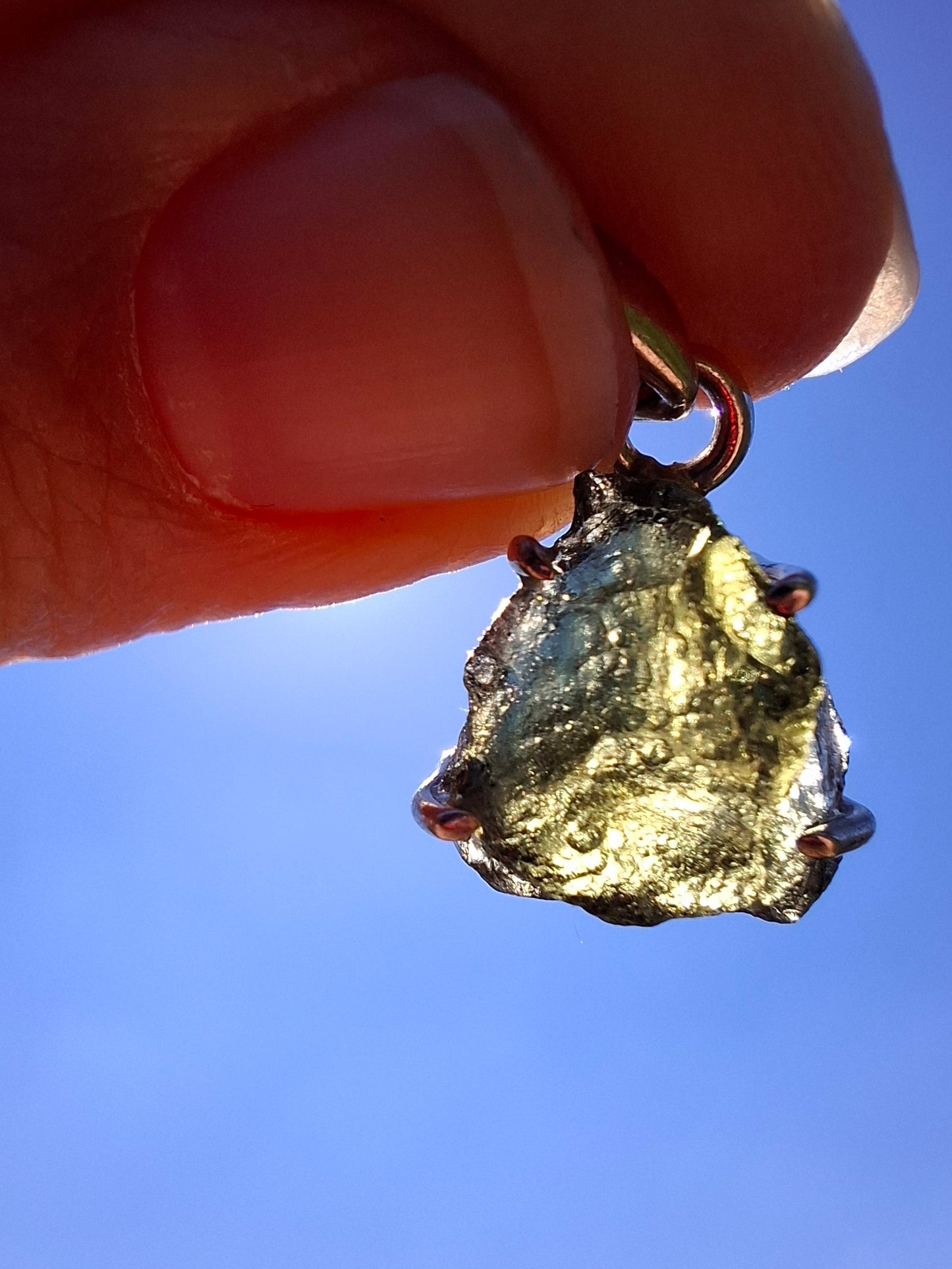 Moldavite Claw Pendant, 925 Silver, Tektite (Ref: P28)