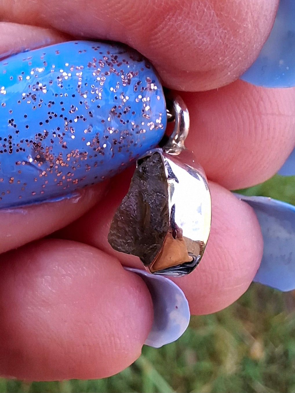 Moldavite Pendant, 925 Silver, Tektite (Ref: P36)