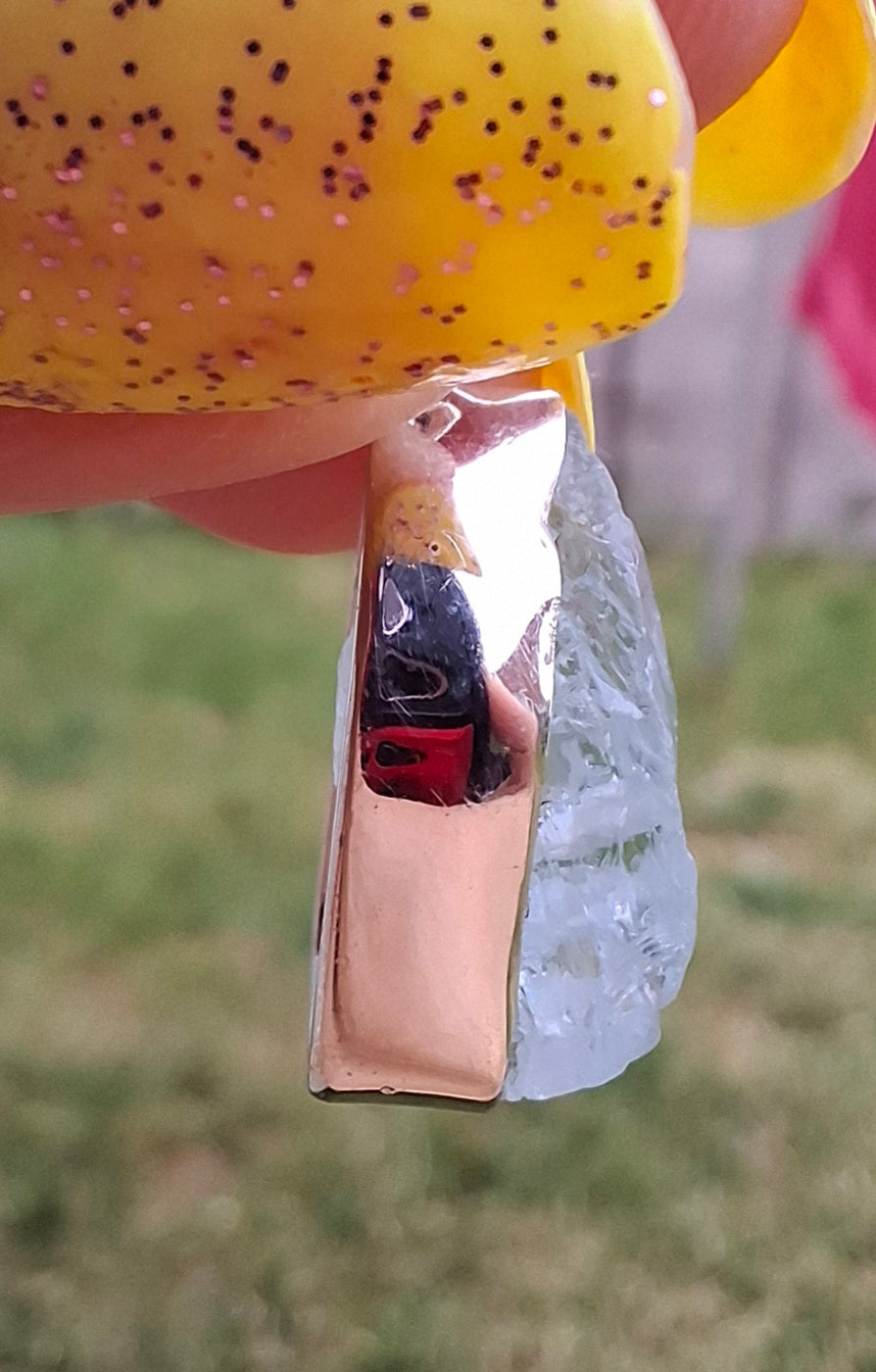 Aquamarine Pendant, 925 Silver, Crystal 🌈 (Ref: AQ4)