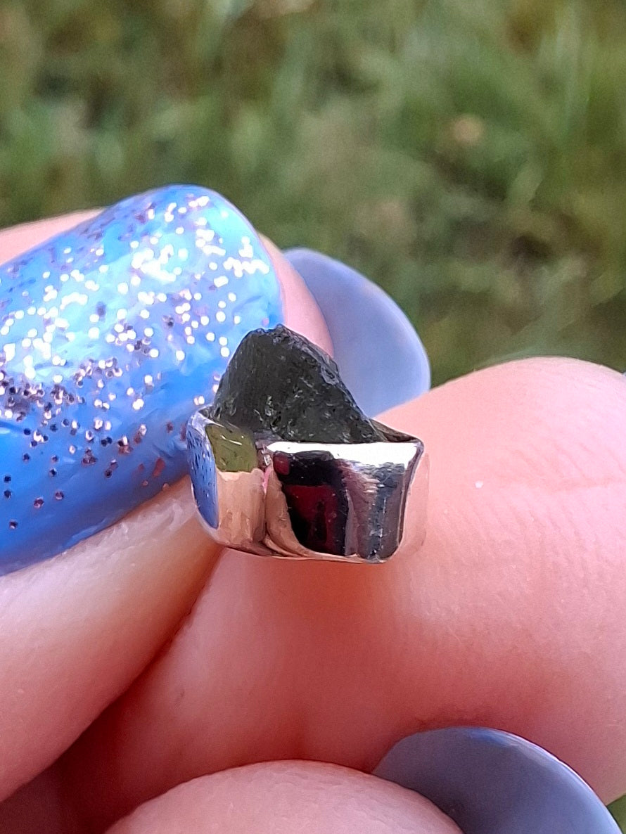 Moldavite Pendant, 925 Silver, Tektite (Ref: P67)