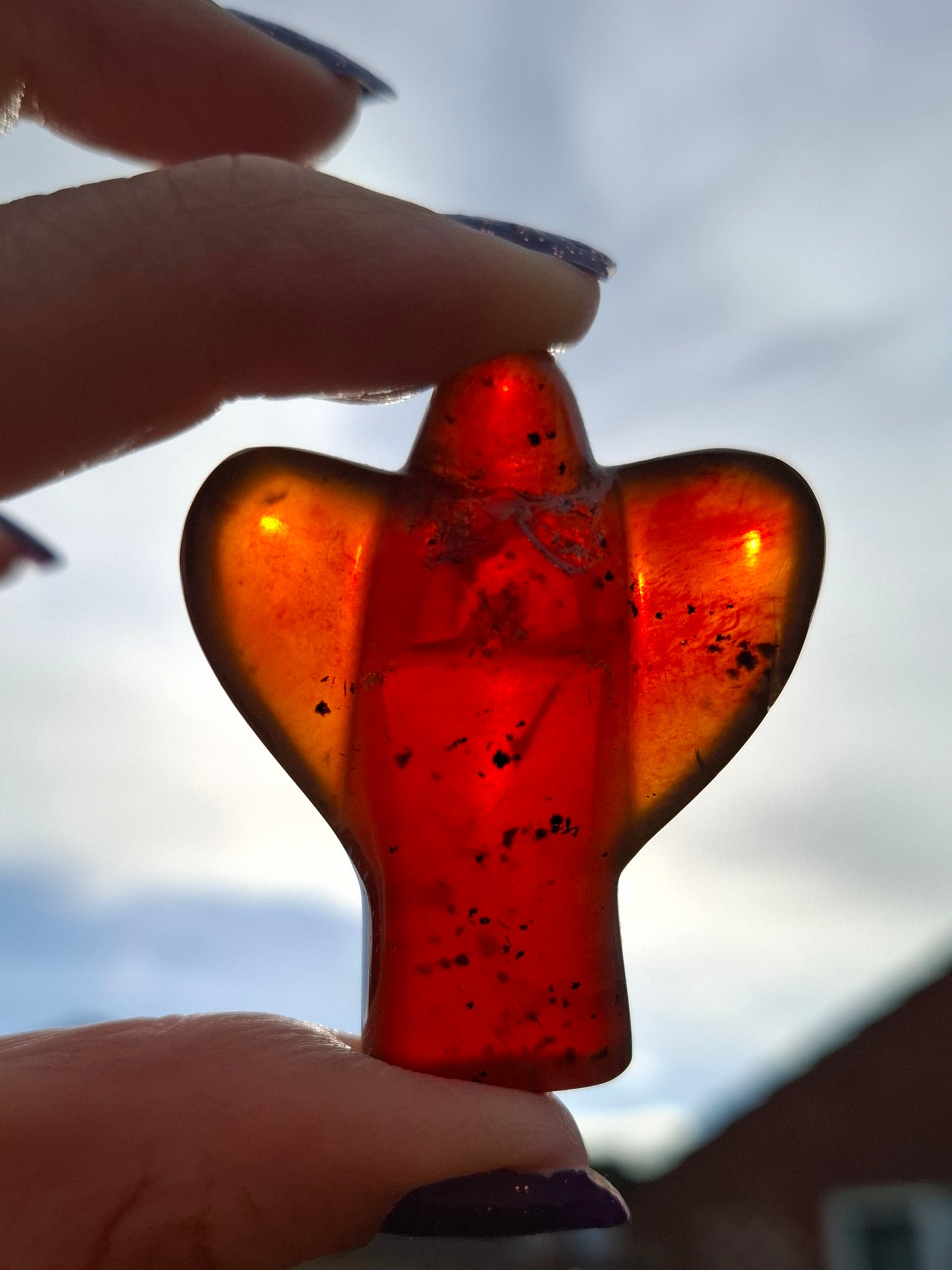 Red Amber Angel, 13.66g, Carving, Fossil (Ref: AA10)