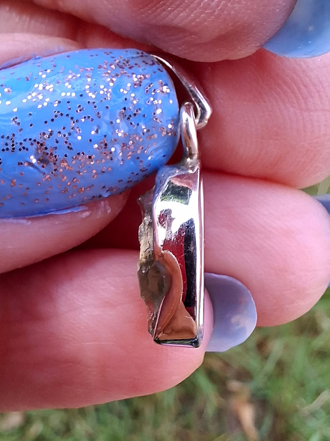 Moldavite Pendant, 925 Silver, Tektite (Ref: P48)