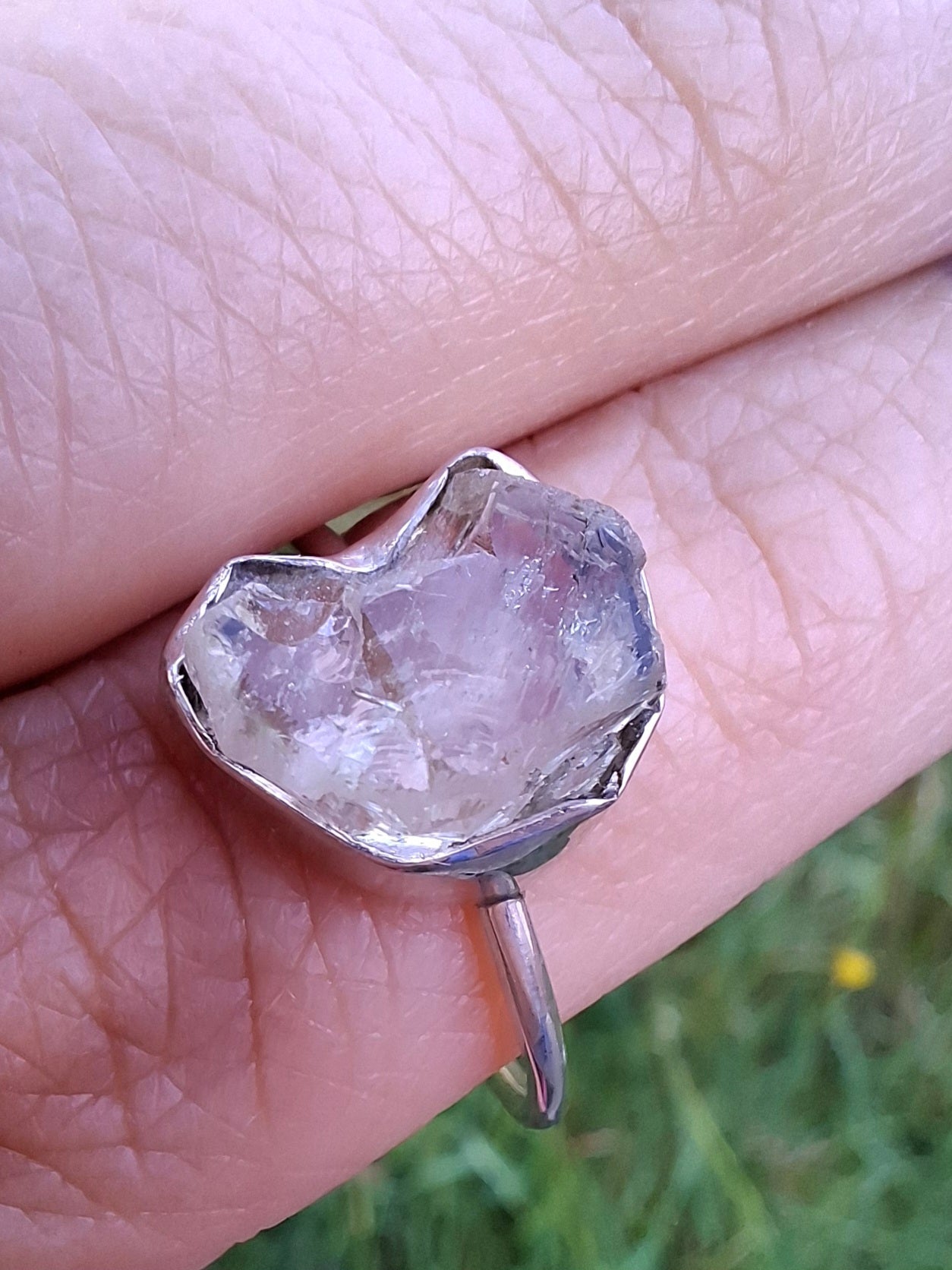 Libyan Desert Glass Ring, size large R/small S, 925 Silver, Tektite (Ref: LR43)