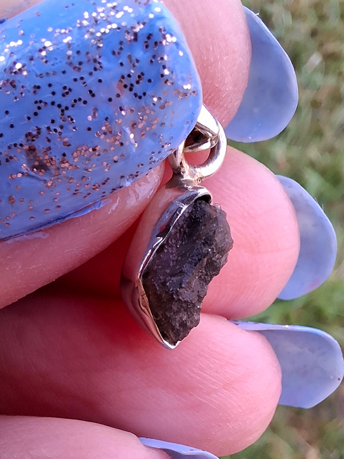 Moldavite Pendant, 925 Silver, Tektite (Ref:P41)