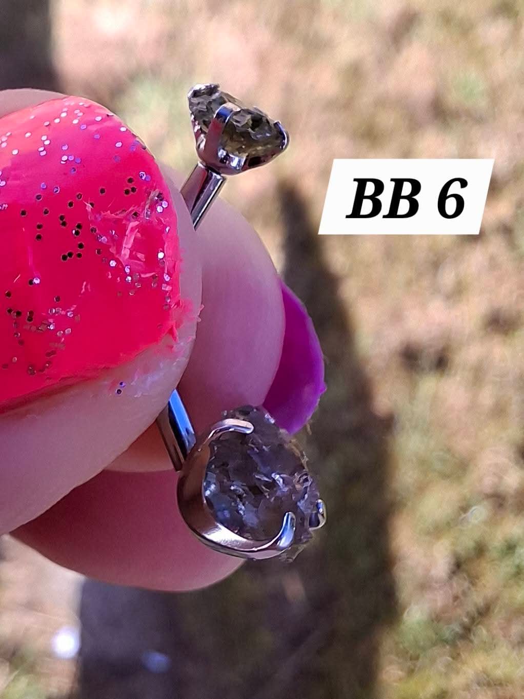 Moldavite (raw) BELLY BAR, 14G, Surgical Steel, Tektite (Ref: BB6)