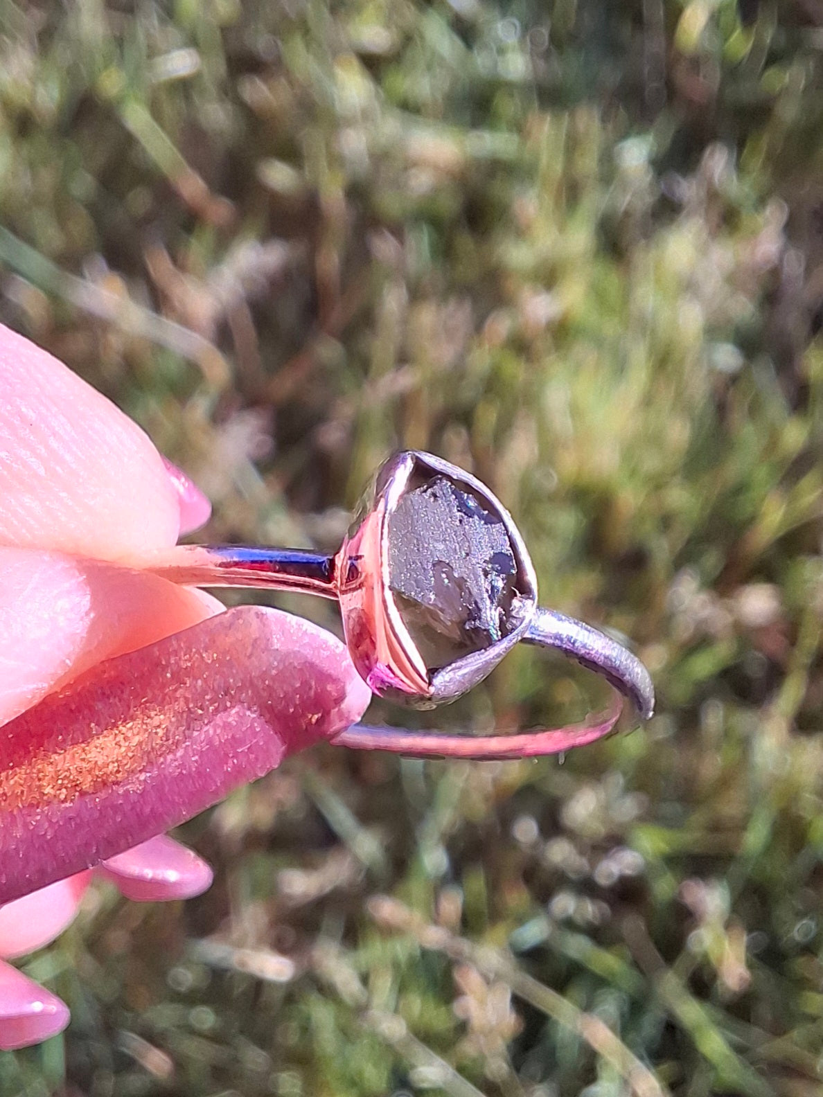 Moldavite Ring, size large T, 925 Silver, Tektite (Ref: R70)
