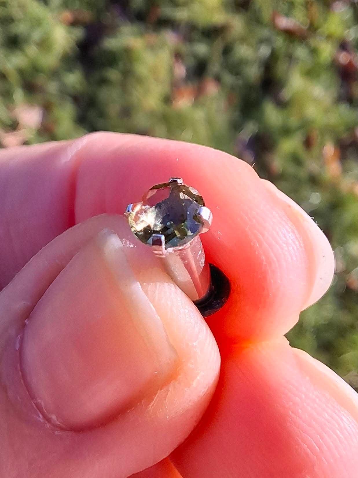 Moldavite (faceted) PLUGS, 5mm, 4G, Surgical Steel, Tektite (Ref: Plug1)