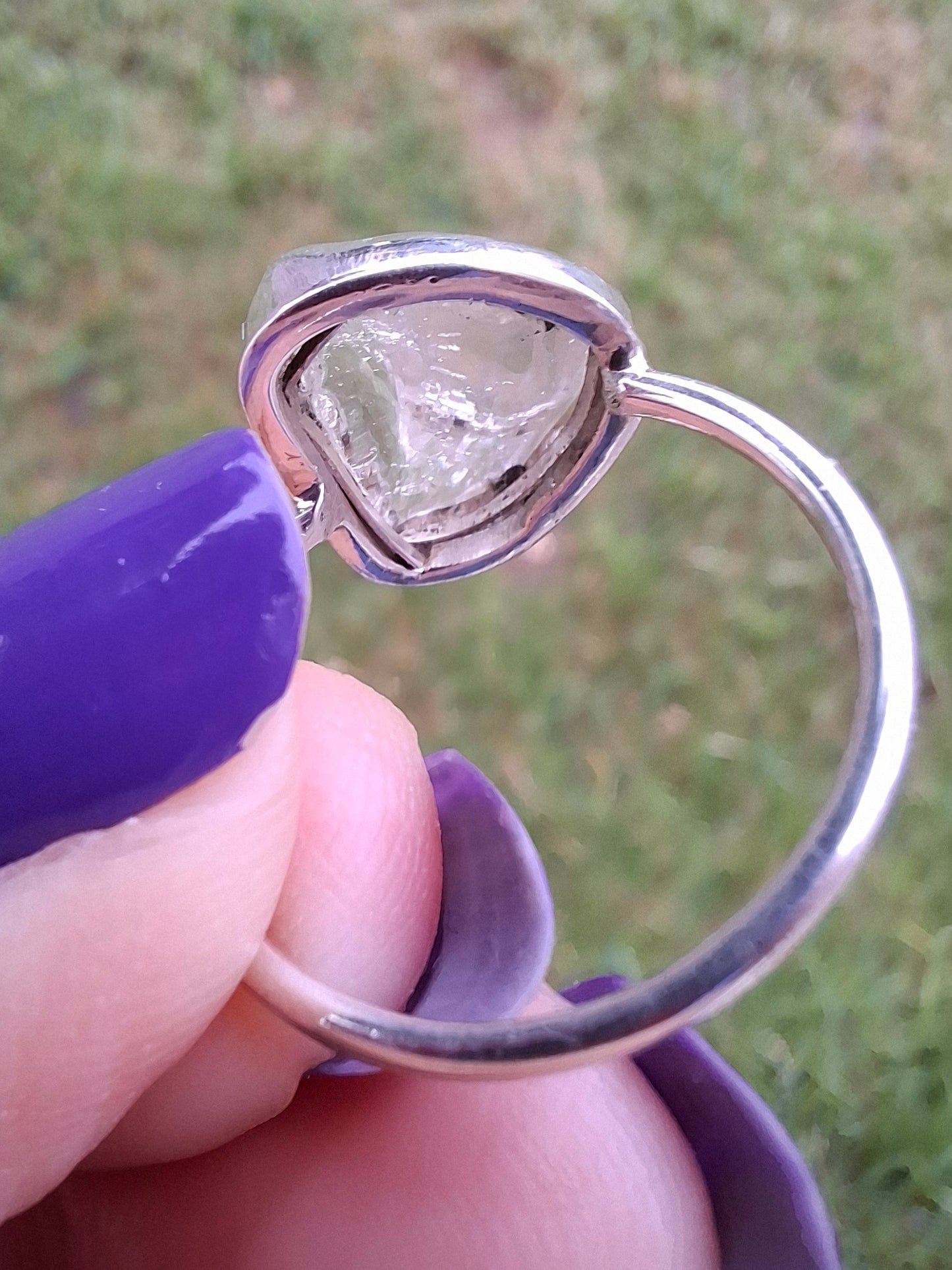 Libyan Desert Glass Ring, size large P, 925 Silver, Tektite (Ref: LR28)