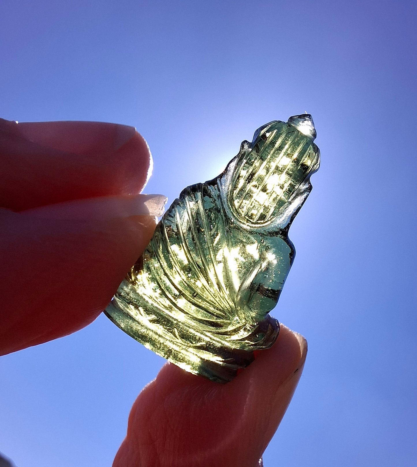 Moldavite BUDDHA Carving, 3.00g, Tektite (Ref: Buddha5)
