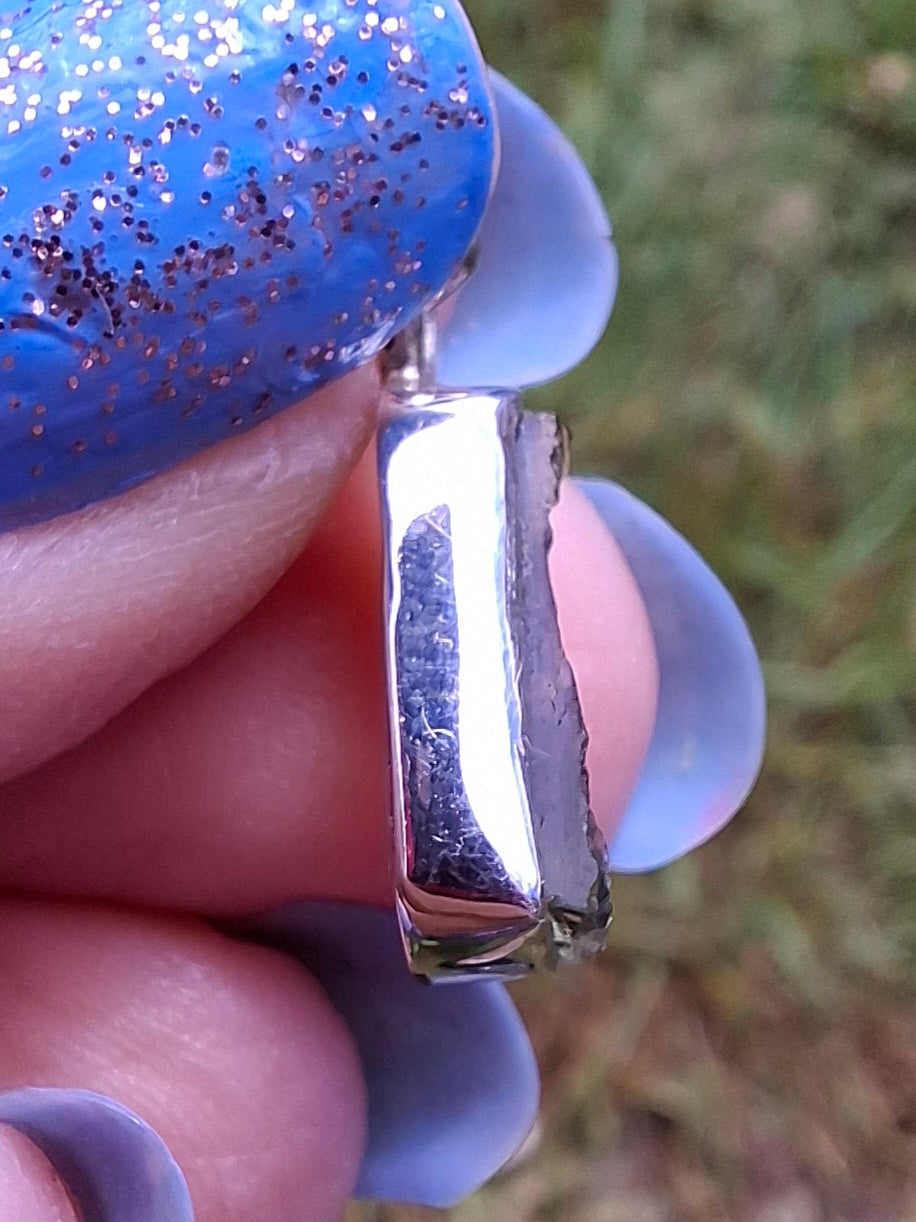 Moldavite Pendant, 925 Silver, Tektite (Ref: P77)