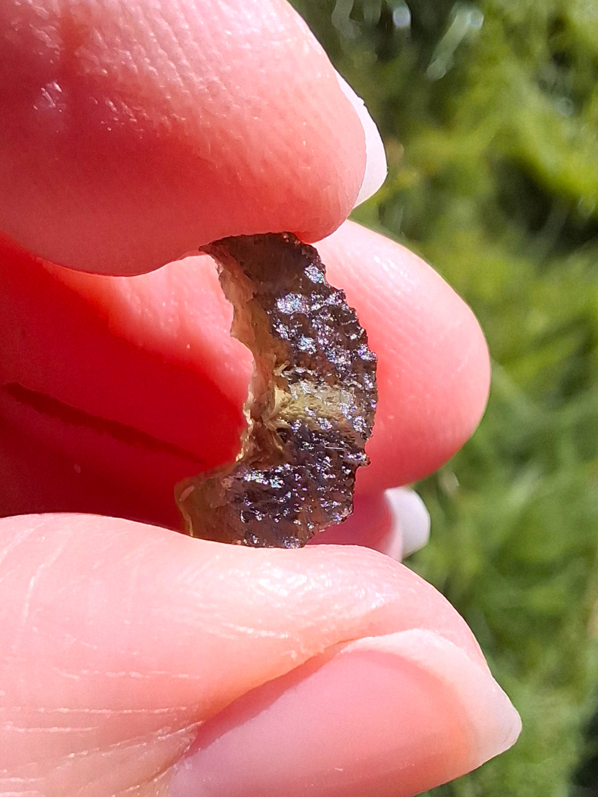 DRILLED, Moldavite Piece, 0.77g, Tektite (Ref: D29)