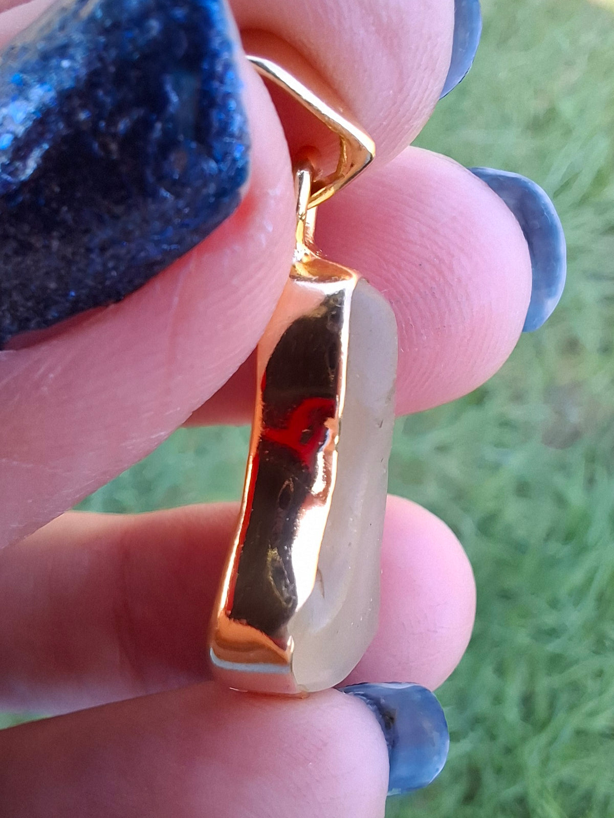 Libyan Desert Glass Pendant, 14K GOLD Plated, Tektite (Ref: LP120)