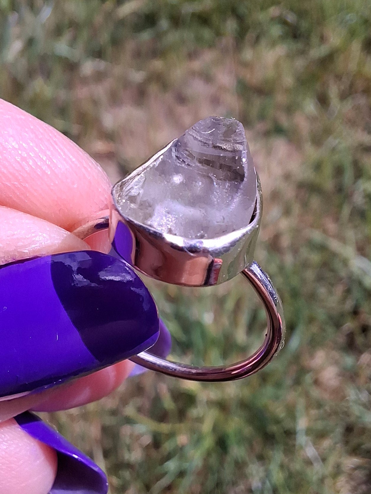 Libyan Desert Glass Ring, size large J, 925 Silver, Tektite (Ref: LR9)