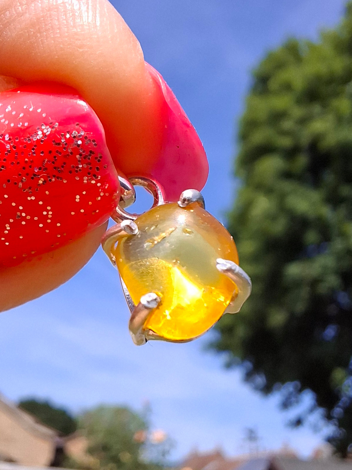 Baltic Amber Pendant, 925 Silver, Fossil (Ref: AP16)