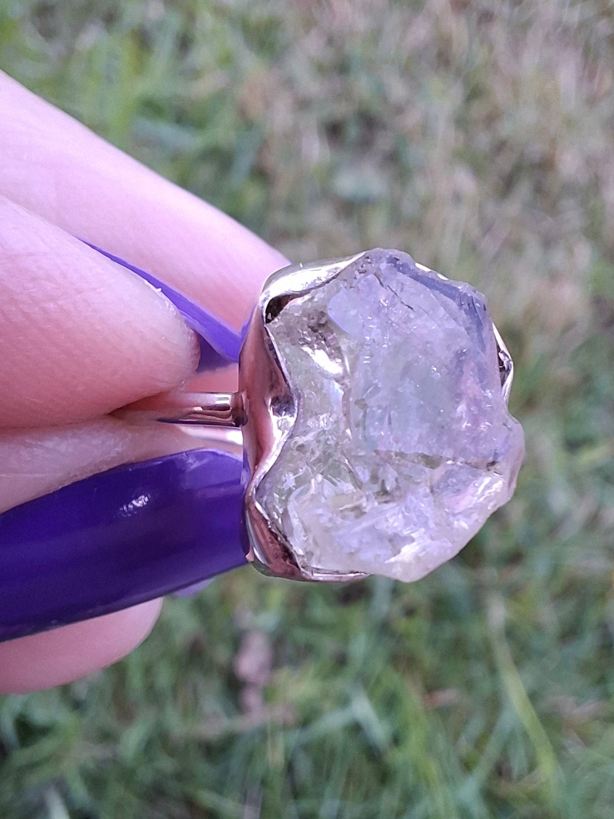 Libyan Desert Glass Ring, size large R/small S, 925 Silver, Tektite (Ref: LR43)