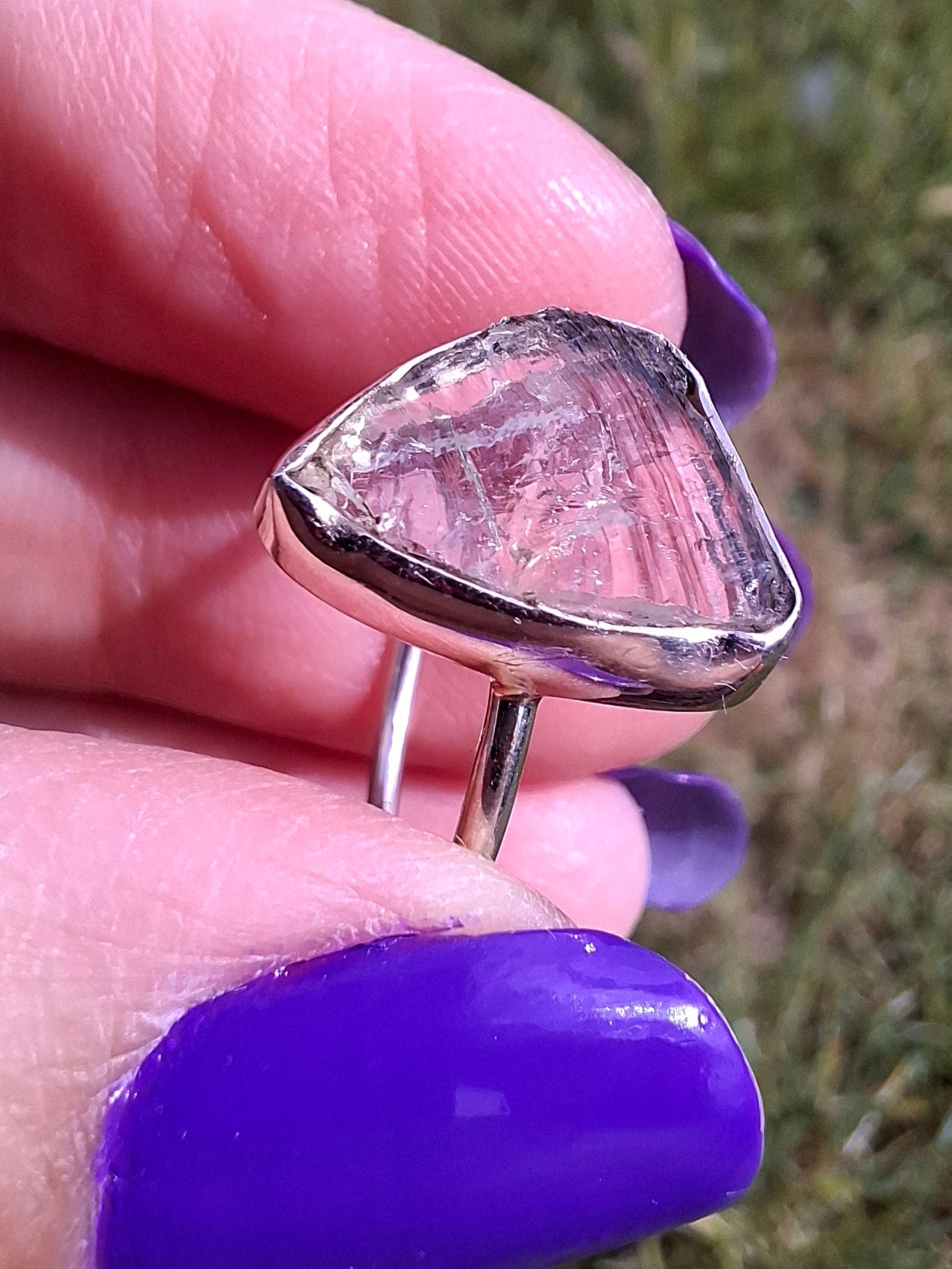 Libyan Desert Glass Ring, size large Q, 925 Silver, Tektite (Ref: LR35)