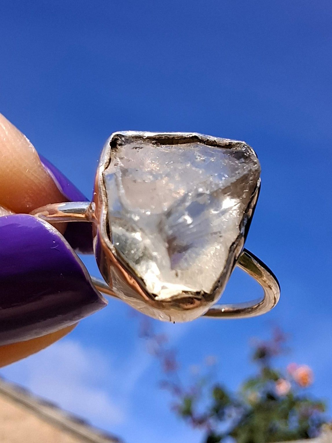 Libyan Desert Glass Ring, size small S, 925 Silver, Tektite (Ref: LR44)