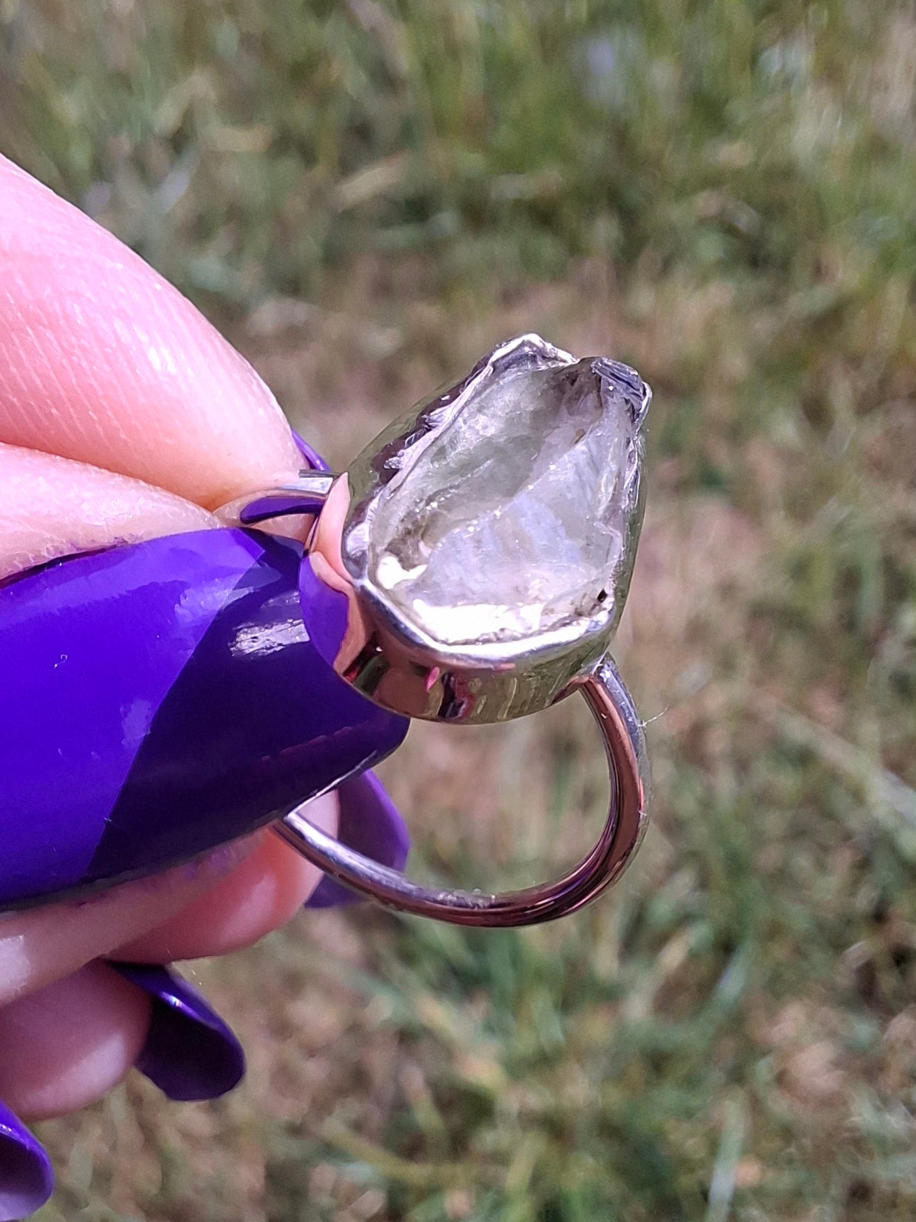 Libyan Desert Glass Ring, size K, 925 Silver, Tektite 🌈 (Ref: LR12)
