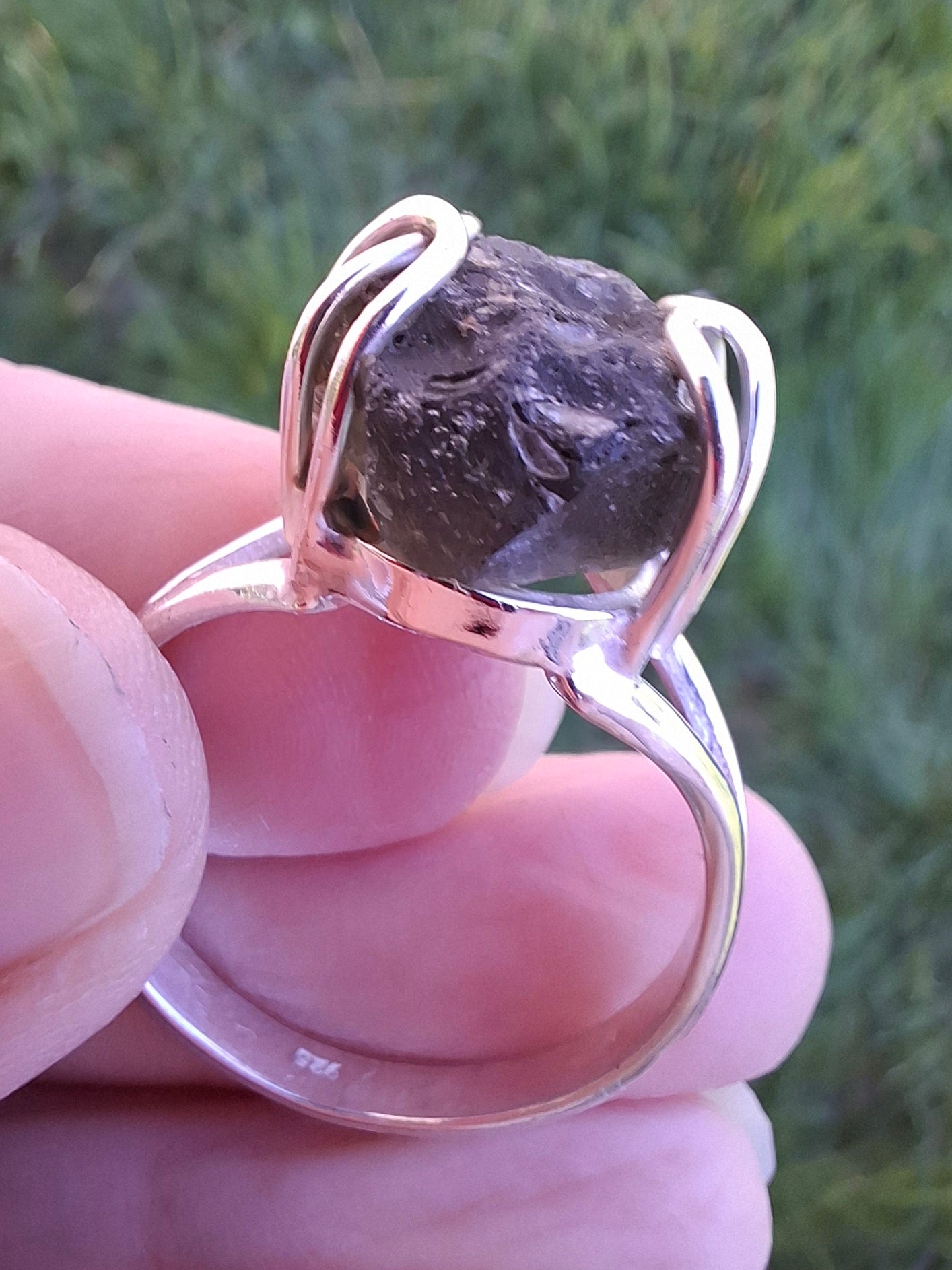 Moldavite Ring, size Y, 925 Silver, Tektite (Ref: R17)