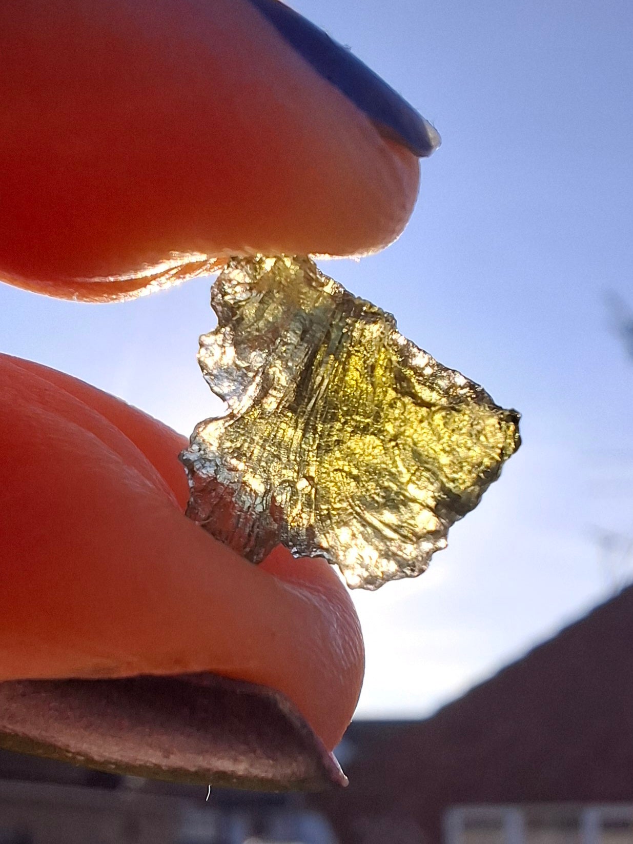 Moldavite Piece, 0.72g, Tektite (Ref: 1379)