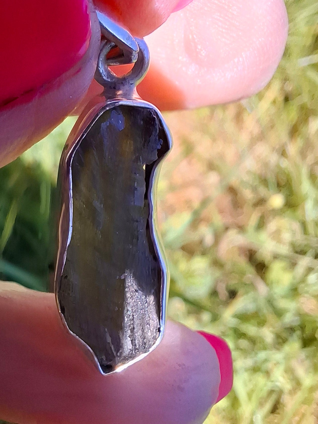 Moldavite Pendant, 925 Silver, Tektite (Ref: P445)