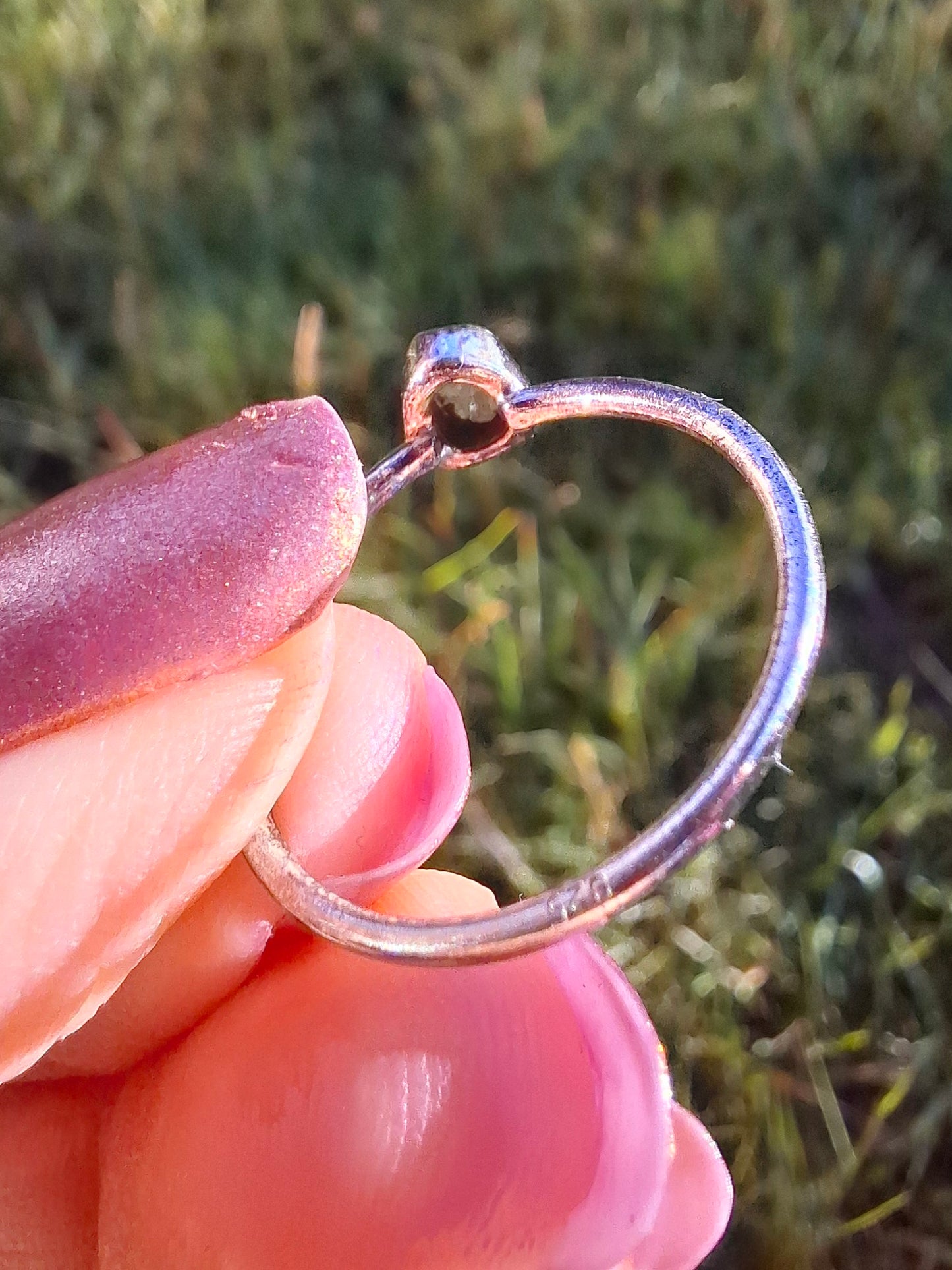 Moldavite Ring, size large O/small P, 925 Silver, Tektite (Ref: R41)