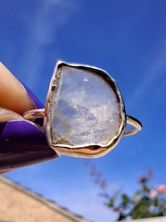 Libyan Desert Glass Ring, size large U, 925 Silver, Tektite (Ref: LR53)