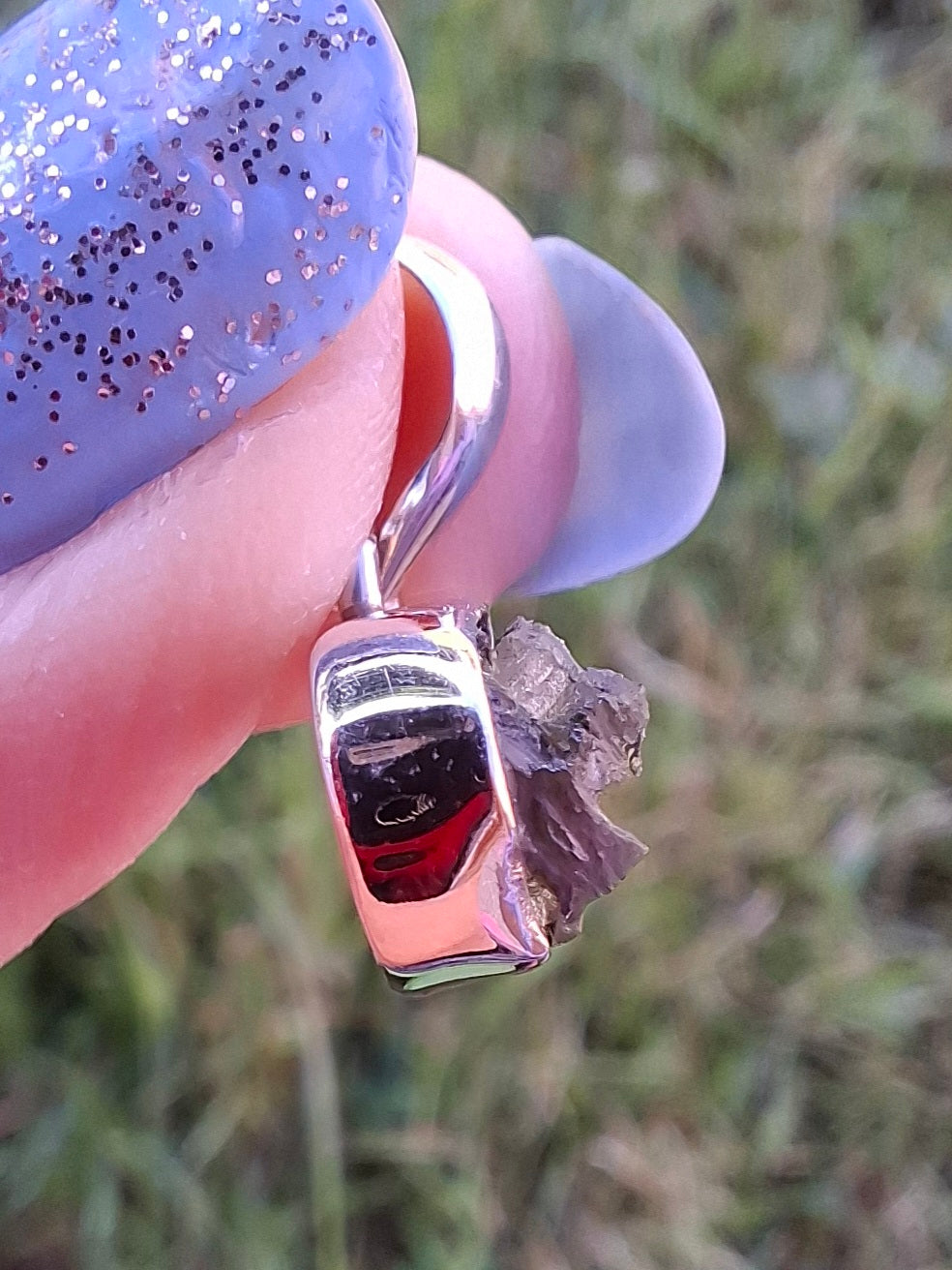 Moldavite Pendant, 925 Silver, Tektite (Ref: P92)