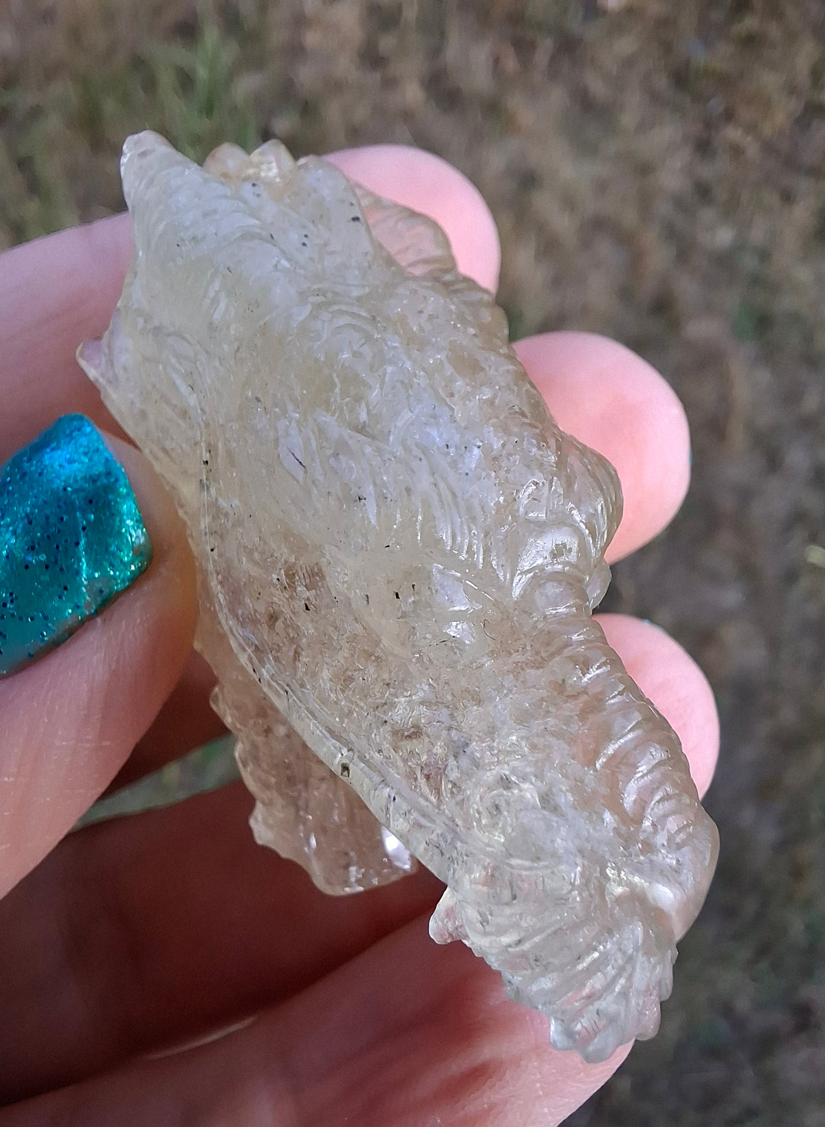 Libyan Desert Glass DRAGON HEAD carving, 22.42g, Tektite (Ref: Dragon 2)