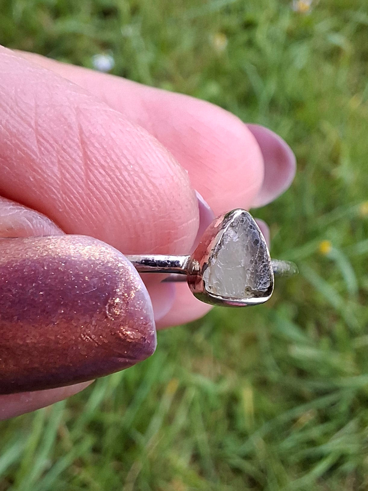 Moldavite Ring, size large R/small S, 925 Silver, Tektite (Ref: R67)