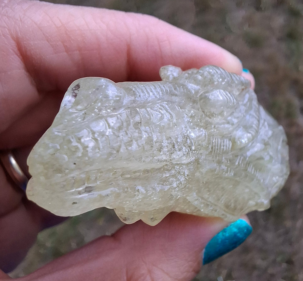 Libyan Desert Glass DRAGON HEAD carving, 48.11g, Tektite (Ref: Dragon4)
